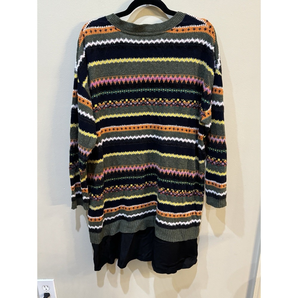 By Anthropologie Layered Sweater Dress Multicolor Striped Size Large Stripe Wool - Picture 4 of 11